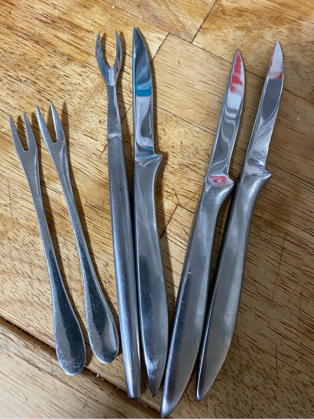 Stainless Steel Cocktail/Seafood Forks and Tiny Steak Knives